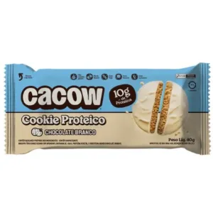 Cookie Proteico Cacow 40g Chocolate Branco 10g de Proteína.
