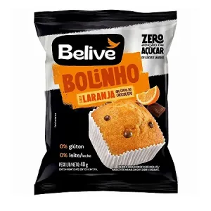 Bolinho Belive Laranja com gotas de chocolate 40g ZERO AÇUCAR