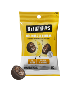 Bolinhas De Frutas Natikos 30g banana com Chocolate.