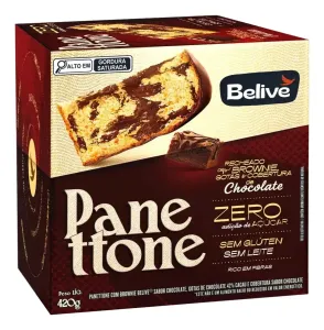 Panettone Belive Brownie Zero Açucar Sem Glúten e Sem Leite 420g